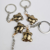 Porte-clés en cristal de pyrite de haute qualité, naturel, à l'éclat métallique, porte-clés tortue pour cadeau