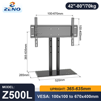 Support TV de table ZENO Z500L, support TV réglable en hauteur, support TV pour téléviseurs de 42 à 80 pouces, support TV d'usine