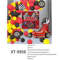 Décoration de fête d'anniversaire pour garçons sur le thème de la course automobile et moto, avec ballons durables en latex et film d'aluminium