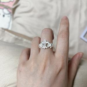 S925 Pure Silver Retro Palace Style Iris Ring Artistic Luxurious Flower Ring <b>Cut</b> <b>Stone</b> Rhodium Plated Niche Design <b>for</b> Women - Product Image 3