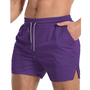 Men's Gym Workout <b>Shorts</b> Lightweight Athletic Running Bermuda <b>Shorts</b> <b>Zip</b> <b>Pockets</b> Elastic Waist Closure Woven Polyester Logo - Product Image 1