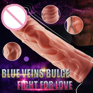 Adulto Sex Toys Silicone Líquido Reutilizável Artificial Big Penis Extender Ampliar Manga Preservativos para Homens Manga