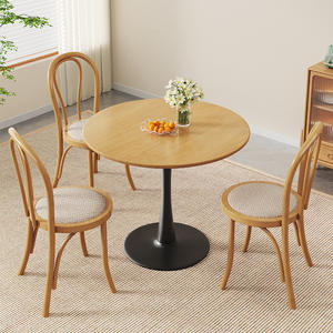 Mesa Redonda Pequeña de Madera Maciza para Recepción, Negociación o Comedor, para Cafetería o Muebles de Sala de Estar - Product Image 5