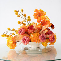 Centre de table floral artificiel multi-tonalités et changeant d'ambiance, arrangement Anthurium, Hortensia et Rose avec vase en céramique pour mariage et fête