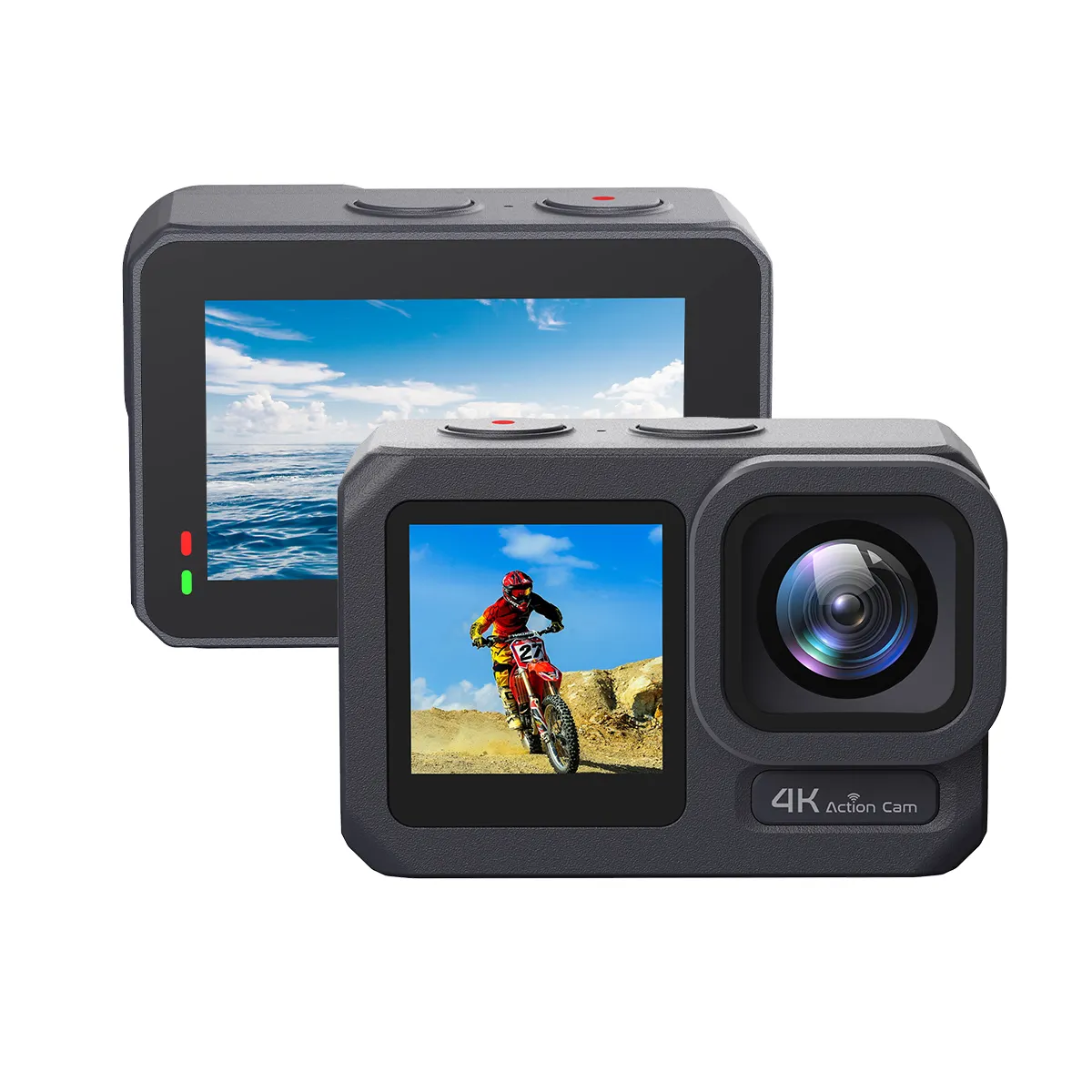 Kamera olahraga aksi 8K/5K/4K terbaru, kamera olahraga layar ganda 10M tahan air anti-guncangan Digital Go Pro Sport luar ruangan Wifi untuk Vlog