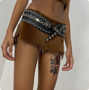 Cinturón ancho <span class=keywords><strong>de</strong></span> piel sintética Ecowalson con remaches huecos, diseño original, hebilla <span class=keywords><strong>de</strong></span> pasador, decoración <span class=keywords><strong>de</strong></span> moda para la cintura - Product Image 3