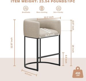 Tabouret <span class=keywords><strong>de</strong></span> <span class=keywords><strong>bar</strong></span> moderne ALINUNU <span class=keywords><strong>en</strong></span> forme <span class=keywords><strong>de</strong></span> seau <span class=keywords><strong>avec</strong></span> dossier et accoudoirs, tabouret <span class=keywords><strong>de</strong></span> <span class=keywords><strong>bar</strong></span> rembourré <span class=keywords><strong>en</strong></span> <span class=keywords><strong>tissu</strong></span> <span class=keywords><strong>de</strong></span> lin, <span class=keywords><strong>chaise</strong></span> d'îlot <span class=keywords><strong>de</strong></span> cuisine - Product Image 6