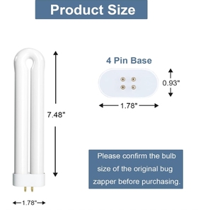 Bombilla de Repuesto para Lámpara Antimosquitos de 15W, Forma de U, Tubo Doble con Base de 4 Pines, 15W-BL, Lámpara T6 para Atraer <span class=keywords><strong>Insectos</strong></span>, Matamosquitos - Product Image 2