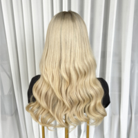 Peluca de Cabello Virgen con Frente de Encaje, Sin Pegamento, Cabello Europeo Natural, Balayage Beige, Color HD, 150% de Densidad, Larga y Lisa para Mujer