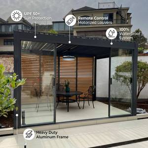 Pérgola Moderna de Aluminio con Motor y Persianas Ajustables, Protección UPF 50+ Contra Rayos UV, Impermeable, Cubierta para Patio Exterior, Gazebo para Jardín o Villa - Product Image 5
