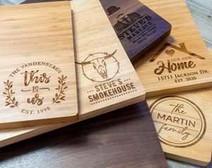 Planche à découper rectangulaire en bois d'hévéa, légère, compatible couteaux, idéale pour la gravure, bloc de boucher pour cadeau - Product Image 3