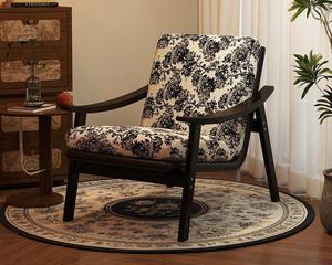 Fauteuil simple en bois de style français pour balcon de salon, décor de chambre à coucher vintage avec une <span class=keywords><strong>chaise</strong></span> relaxante légère et luxueuse - Product Image 3