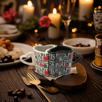 Ensemble de tasses en céramique en forme de cœur Cadeau de Saint-Valentin pour les couples Offre d'usine populaire de vente transfrontalière efficace à bas prix