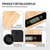Balance de cuisine numérique en bambou avec écran LCD 5 kg/1 g, planche à découper intégrée, alimentée par piles, pour la cuisine et la pâtisserie domestiques