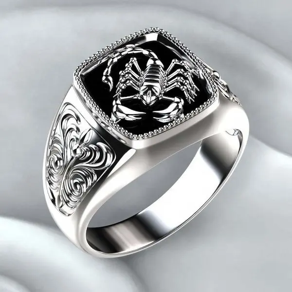 Inoxidable Wedding Cool Creative Personalized Electroplating 925 Silver Stainless Steel Scorpion Rings Jewelry For Men