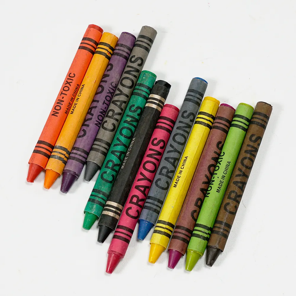 Manufacturer Supplies Wax Crayon 12 pcs Art Set Accept Customized Logo OEM Box Packaging Color Crayon Pen Crayons