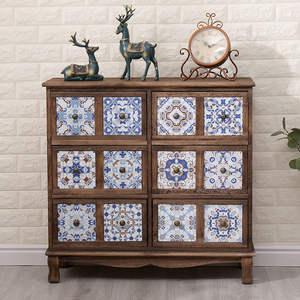 Katı ahşap çekmece tipi depolama dolabı 2 çekmeceli 2 bölme 2 raf Modern tasarım boyalı oturma odası yatak odası için - Product Image 4