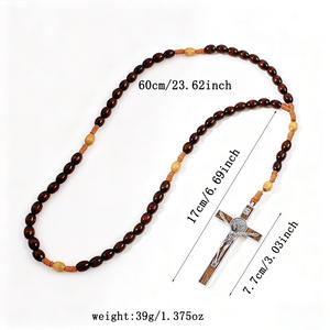 Chapelet catholique fait main pour unisexe, perles en bois lisses avec crucifix détaillé pour la <span class=keywords><strong>prière</strong></span>, première <span class=keywords><strong>communion</strong></span>, baptême, confirmation - Product Image 3