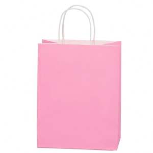 Bolsas Pequeñas de Papel Kraft Rosa con Asas para Recuerdos de Fiesta de Cumpleaños, Bodas, Compras, Negocios, Regalos, Manualidades - Product Image 1