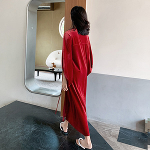 Albornoz liso <span class=keywords><strong>Pijamas</strong></span> Mujer sexy terciopelo de lujo ropa de dormir pleuche polar elegante señora Albornoz de terciopelo - Product Image 4