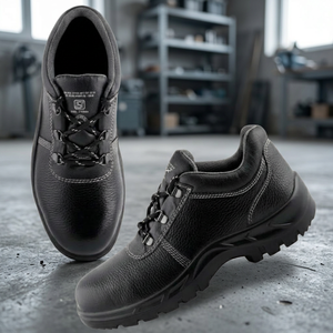 Chaussures de sécurité antidérapantes en cuir véritable imperméables pour hommes, bottes de travail à embout d'acier, vente en gros - Product Image 3