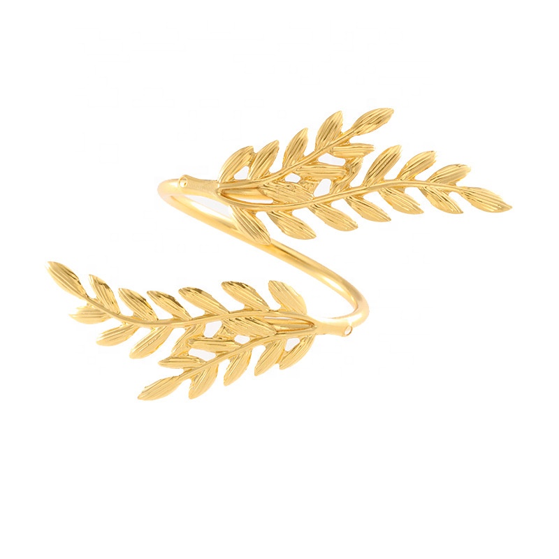 Golden Wheat Ear Spiral Napkin Ring Holder for Restaurant Spring Loaded