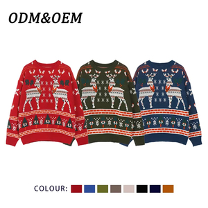 2025 Giáng Sinh Người Đàn Ông Của Phong Cách Áo Len Jacquard Thư Tùy Chỉnh Hàng Dệt Dệt Vải Crew Cổ 100% Len Phía Trước Odm Dài Tay Áo Gia Đình Áo Len - Product Image 6