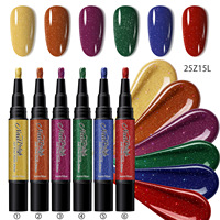 Stylo de vernis à ongles à base d'eau sans cuisson pour le nail art DIY, motifs floraux, peinture à la main, couleurs très saturées