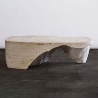 Table basse en pierre de travertin beige de qualité supérieure Table en marbre irrégulière de concepteur moderne meubles en pierre artistique de salon de luxe