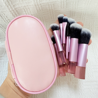 Ensemble de pinceaux de maquillage portables personnalisés en usine, 10 pièces, mini trousse à fermeture éclair, pinceaux pour fard à paupières et cils, vente chaude, maquillage pas cher pour le visage et les lèvres