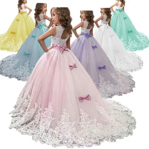 China latest wholesale wedding birthday fashion beautiful evening long prom party dress children kids frock design in girl