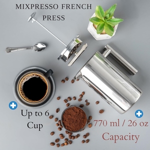 Cafetera <span class=keywords><strong>Francesa</strong></span> de Doble Pared Aislada - Acero Inoxidable, Mantiene el Café Caliente Durante Horas, <span class=keywords><strong>Ideal</strong></span> <span class=keywords><strong>para</strong></span> el Hogar o la Oficina - Product Image 3