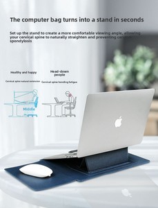 Housse d'ordinateur portable en cuir PU gris OEM d'usine en gros, 13, 14, 15,6 pouces, antichoc, avec <span class=keywords><strong>pochette</strong></span> organisatrice de câbles offerte - Product Image 3