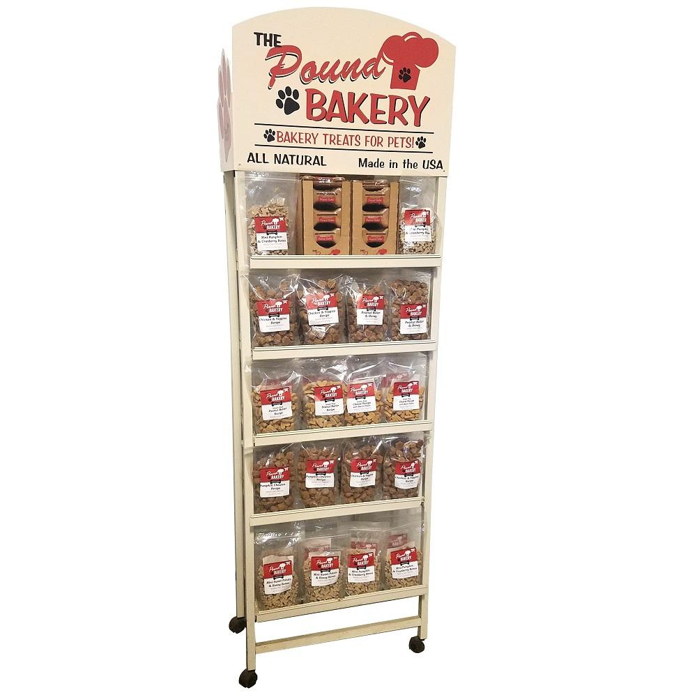 Customized Modern Pet Dog Treats Wood Floor Standing Display Stand with Storage for Pet Store Retail — view 3