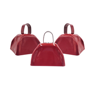 Grande cloche de vache promotionnelle pour célébration festonnée Instrument de percussion d'événement 3 pouces Cloche de vache rouge