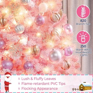 <span class=keywords><strong>Sapin</strong></span> de Noël artificiel pré-éclairé de 1,80 m, 250 lumières incandescentes <span class=keywords><strong>blanc</strong></span> chaud, floqué, en PVC/acier thermolaqué 820 - Product Image 4
