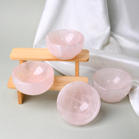 Vente en gros de bols en cristal rose naturel poli de haute qualité pour la guérison par le Reiki, décoration d'intérieur