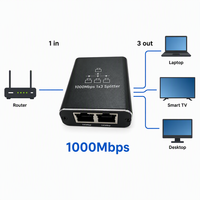 Répartiteur RJ45 haute vitesse 1 vers 3 ports Ethernet, compatible avec les câbles Cat5e/Cat6, pour 1000 Mbps