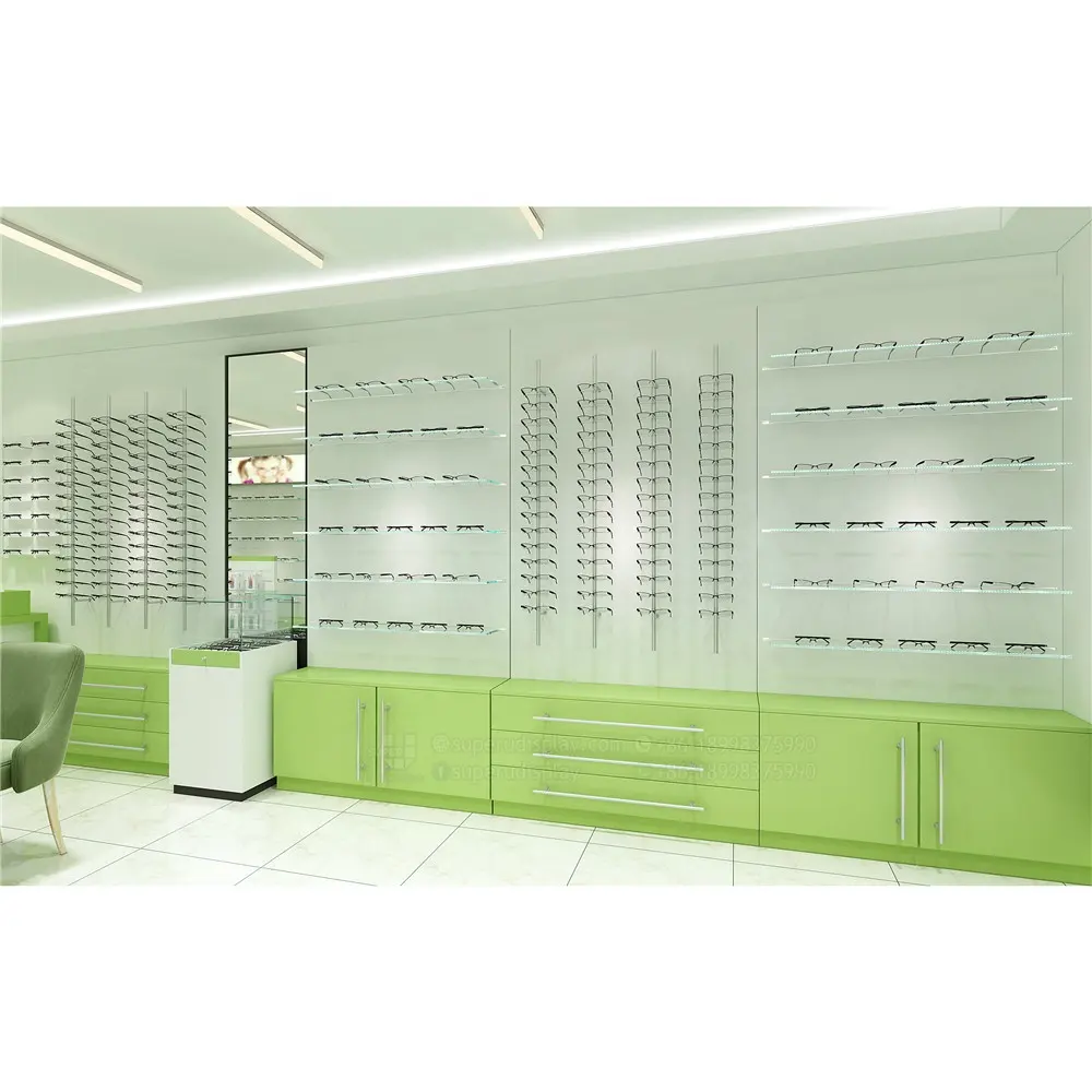 Fashion Retail Sunglasses Wall DisplayとStorage Base DrawerためEyewear Store Optical Shop Interior Design