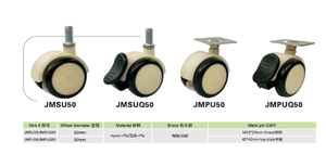 Maßgefertigte 2-Zoll-Medizinische Universalrollen für Pflegepersonal Geräuscharme Möbelrollen mit Bremse Made in <span class=keywords><strong>China</strong></span> Versandverpackt - Product Image 6
