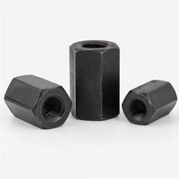 Mur Baut Hexagonal Baja Karbon Kekuatan Tinggi Lapis Oksida Hitam dan Seng Kelas 8 10 12 Ulir Kanan untuk Konstruksi Mesin