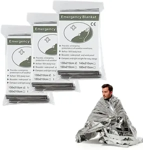 Mantas Térmicas Plateadas al por Mayor, 130*210, Mantas de Emergencia de Mylar Plateadas para Viajes al Aire Libre, Campamento, Senderismo, con Logotipo Personalizado - Product Image 1