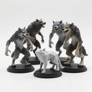 Figura de resina de hombre lobo, estatua de criatura mítica de poliresina hecha a mano con textura realista, color y tamaño personalizados - Product Image 1