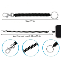 Porte-clés spirale rétractable avec mousqueton et anneau fendu, cordon anti-perte pour poignet, accessoires