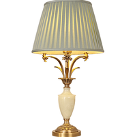 Lampe de table en laiton massif, style rétro américain, lampe de chevet de luxe, abat-jour en tissu écologique, alimentation secteur