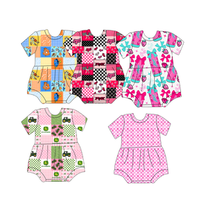 Bebek Giysileri 0-2Y Yaz Unisex Tulum Tulumlar Damalı Baskı Spandex Bambu Elyaf Fermuar Kapatma Yıkanabilir Rahat Kısa - Product Image 1