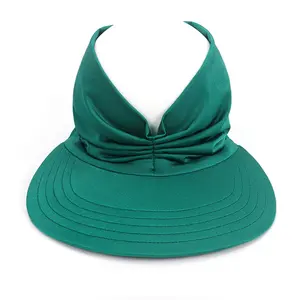 Cappello da spiaggia a tesa larga estivo da donna con visiera parasole elastica per adulti UPF 50 + cappello di protezione UV per lo sport impacchettabile