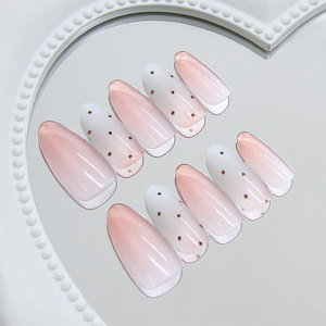Faux Ongles Réutilisables en Gros, Amande Artificielle Rouge Blanc Marron Tacheté, Style Euro-Américain, à Presser - Product Image 2