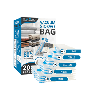 Lot de 20 sacs de rangement sous vide, sacs de compression pour économiser de l'espace, pour couettes et couvertures, scellant pour vêtements, rangement avec pompe manuelle - Product Image 1