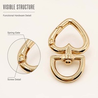 Fermoirs à ressort en alliage en forme de cœur, anneaux en D, accessoires de bricolage, fermoirs pour bijoux, anneaux à ressort, porte-clés, clips pour chiens, vente en gros pour sacs à bagages
